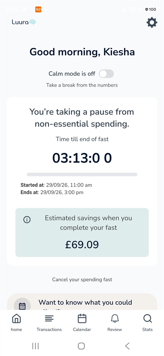 Luura spending fast in progress, with estimated savings of £69.09.